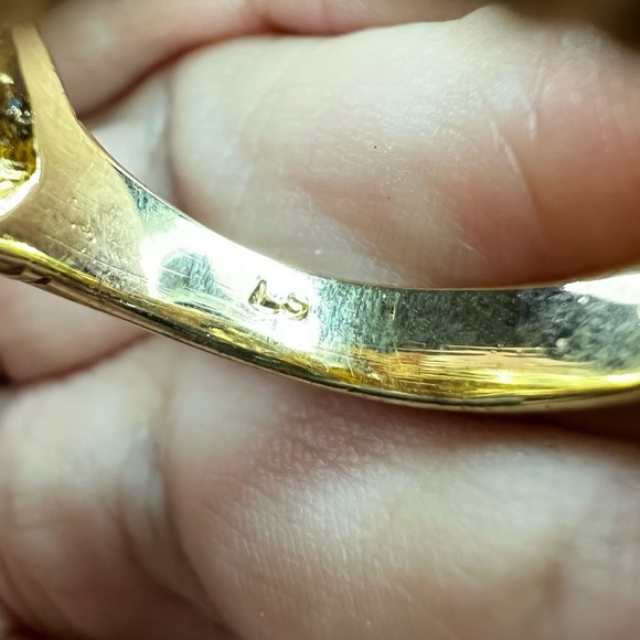 Vintage Lee Sands Triangular Amber Filigree Gold Hue Ring - Picture 6 of 8